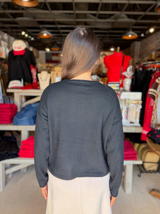 Button Up Crew Neck Sweater