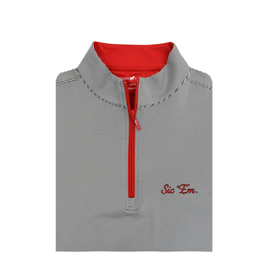 UGA Sic' Em Script Stripe Performance Pullover Charcoal/White