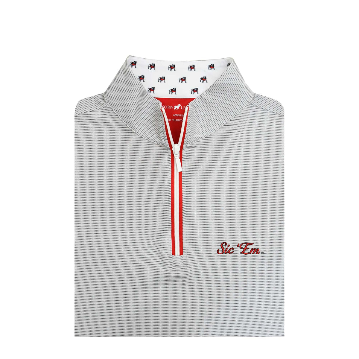 UGA Sic' Em Script Pin Dot Stripe Pullover White/Red