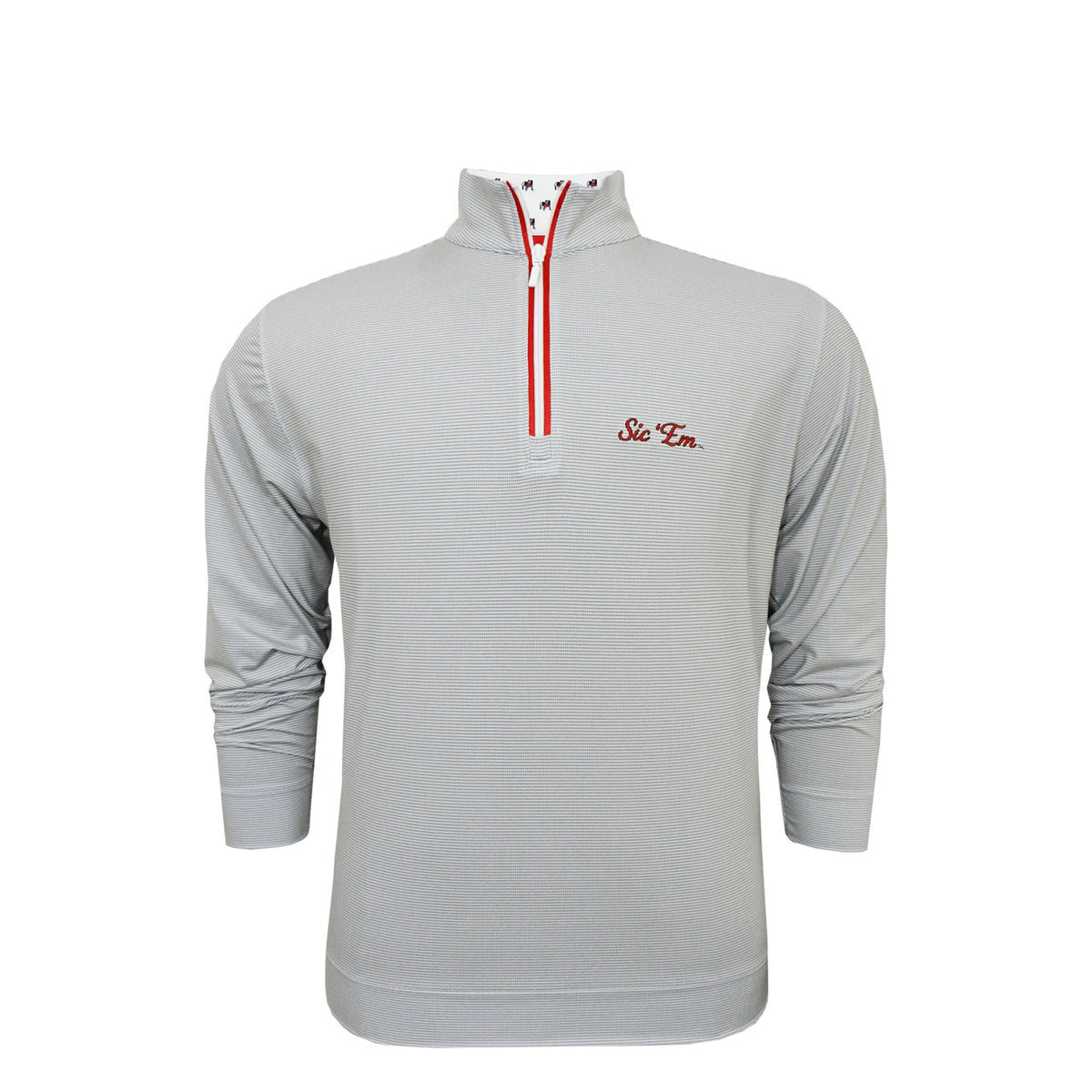 UGA Sic' Em Script Pin Dot Stripe Pullover White/Red
